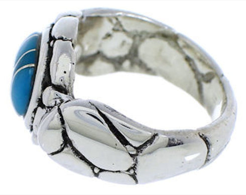 Genuine Sterling Silver Turquoise Inlay Southwest Ring Size 6 WX38963